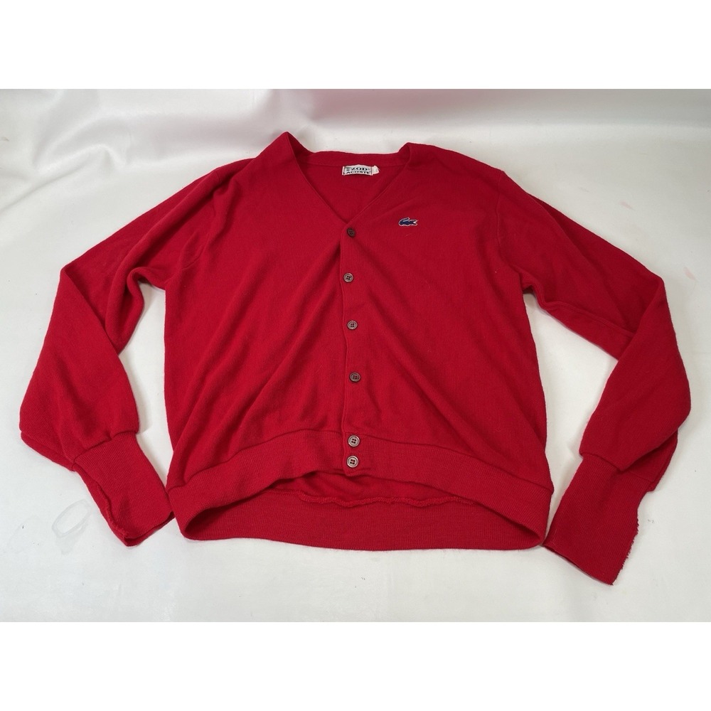 Izod Lacoste Orlan Acrylic Sweater‎ Mens Size XL Red Vintage